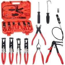 9x Flexible Hose Clamp Clip Pliers Set Swivel Jaw Flat Angled Band Remover Tool