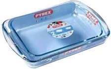 Pyrex 2 Piece Roaster Rectangular Glass Baking Roasting Bake Dish Set