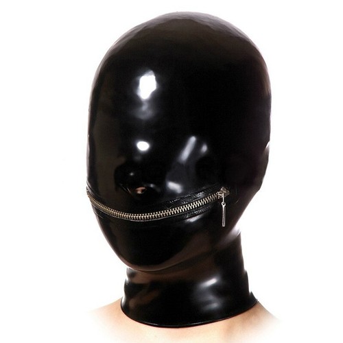 Black latex rubber hood - rubber, full