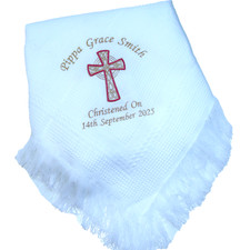 Personalised  Christening Shawl/Baptism Shawl Embroidered Baby Shawl Christening