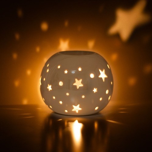 White iridescent stars - white,
