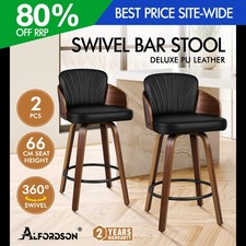 ALFORDSON 2x Swivel Bar Stools Alice Kitchen Wooden Dining Chair Black