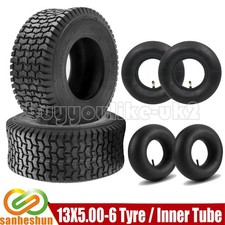 2x 13x5.00-6 Tyre / 2x Inner Tube Set Replacement Grass & Turf Tyres For Mowers
