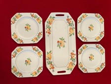 Art Deco Serving Tray and 4 Plates, Myott Son & Co England, 1920s