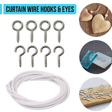 2/3/4/5/10/25M White Curtain Cable Set with Screw Hooks & Eyes DIY Curtain Panel