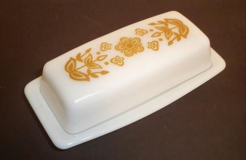 Pyrex white butterfly gold - pyrex,