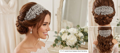 Wide silver tone bridal - wide, silver-tone
