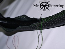 FITS MERCEDES W201 190 PERFORATED LEATHER STEERING WHEEL COVER GREEN DOUBLE STCH