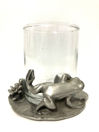 Vintage pewter frog - vintage, tealight