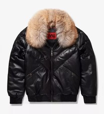 Men's Leather V-Bomber Jacket