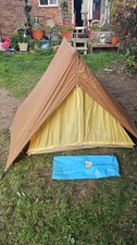 Vintage 70s Raclet A Frame Ridge Tent C120 Yellow & Brown 3.2m x 2.2 