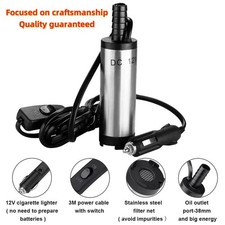 38mm Diesel Fuel Pump DC 12V Transfer Pump Water Oil Fluid Refuelling Tool UK