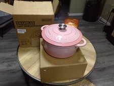 Overmont 26cm/5.2L Enamelled Cast Iron Round Casserole Dish with Lid,5.5QT, Cook