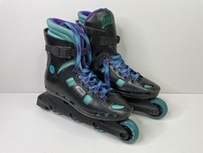 Seneca Roller Blades Skates Size 6 7 Black Green Purple 90s Retro Disco Inline