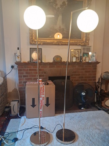Pair tall brass lamps from - brass,