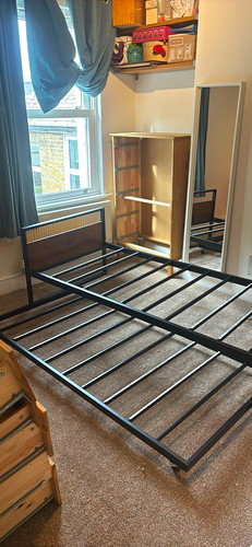 Single metal wood bed - single,