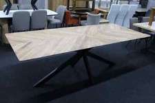 New Large Rustic Reclaimed Teak & Metal Dining Table 2M *Furniture Store*
