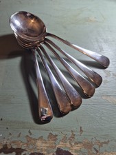 Vintage 6 X Sheffield Silver Plate EPNS 17cm Old English Soup Spoons Cutlery