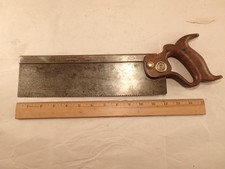 Antique H. DISSTON & SONS "JACKSON" Steel-Spine 12" Dovetail Back Saw, 12 TPI