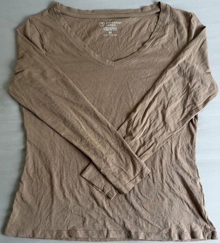 Women tan ribbed long sleeve - long,