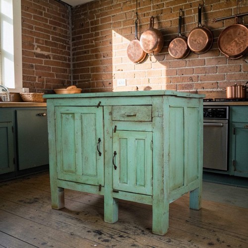 Vintage painted kitchen island - vintage,