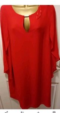 New Joanna Hope Red Tulip Sleeve KNEE LENGTH Dress Size 12.