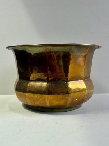 Vintage faceted brass planter - faceted,