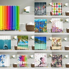 Waterproof Polyester Bathroom Shower Curtain Print Fabric 180 x 180 With 12 Hook