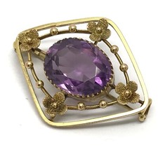 antique amethyst gold brooch