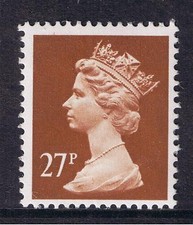 SG X973 GB QEII Machin Definitive Stamp 27p Chestnut PP MNH
