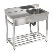 Commercial Sink Stainless Steel Catering Kitchen Single Bowl Wash Table +Worktop