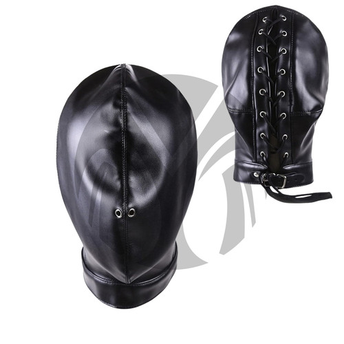 Real leather full face hood - full,