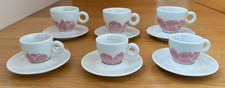 6 x MICHAEL LIN ILLY COFFEE CUPS & SAUCERS PINK LOTUS FLOWER ESPRESSO CAPPUCCINO