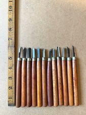 Vintage 12 piece wood carving chisel tool set - some marked JAPAN