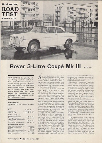 Rover litre coupe mkiii - 3-litre,