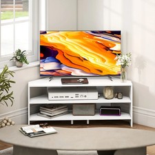 HOMCOM Corner TV Stand TV Unit with Open Shelves for 47 Inch TV - White