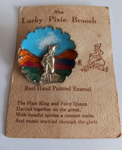 Vintage lucky pixie enamel - lucky,