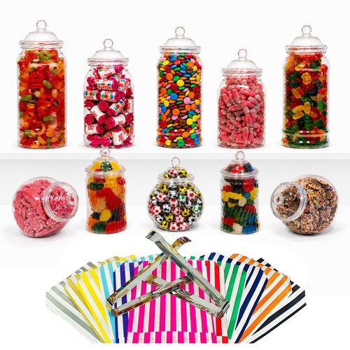 Assorted plastic sweet jars - 10,