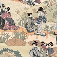 MANUEL CANOVAS Geishas Indigo Green Cotton Remnant New