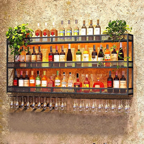 Wall mounted wine rack with - mounted,