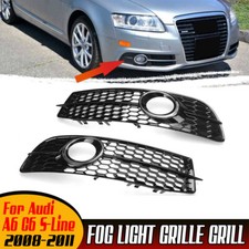Pair Front Bumper Fog Light Lamp Cover Grille Chrome For Audi A6 C6 S-line 08-11
