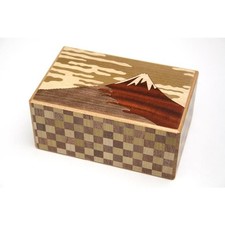 Yosegi Hakone Secret Wooden Puzzle Box 21 Step Gimmick Mt. Fuji New from JP