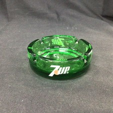 Vintage 7 UP Green Glass Ashtray (44) #940
