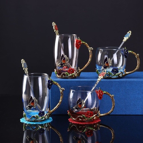 Glass enamel flower - enamel, tea