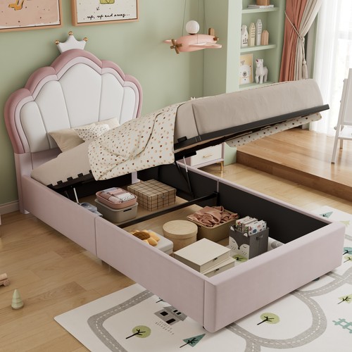 Ottoman bed 3ft single pink - single,