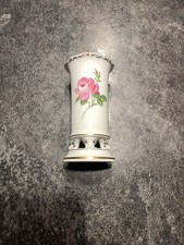 Meissen Porcelain Footed Vase Wild Rose 14cm Tall with Gold Rim Year Unknown 1st Choice