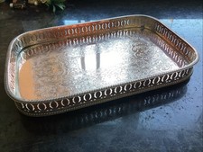 Antique Silver On Copper Galleried Tray