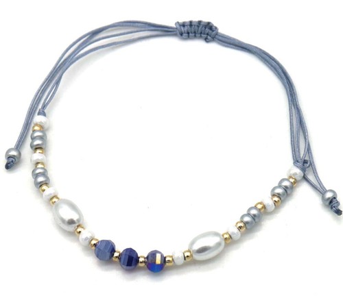 Beautiful grey blue glass bead - grey,
