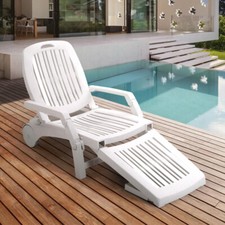 Folding Garden Lounger Chair With Wheels Outdoor Garden Patio Sun Lounger Chair