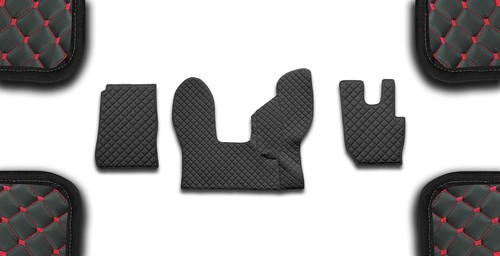 Black eco leather floor mats - leather,